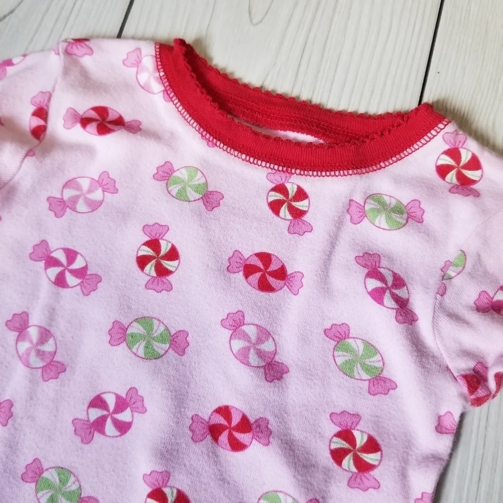 Just one year Carter's pink and red peppermint 2 piece pajama size 18 mo